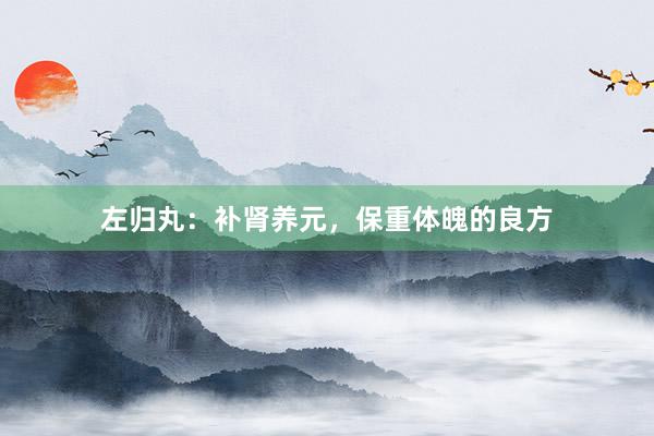 左归丸：补肾养元，保重体魄的良方